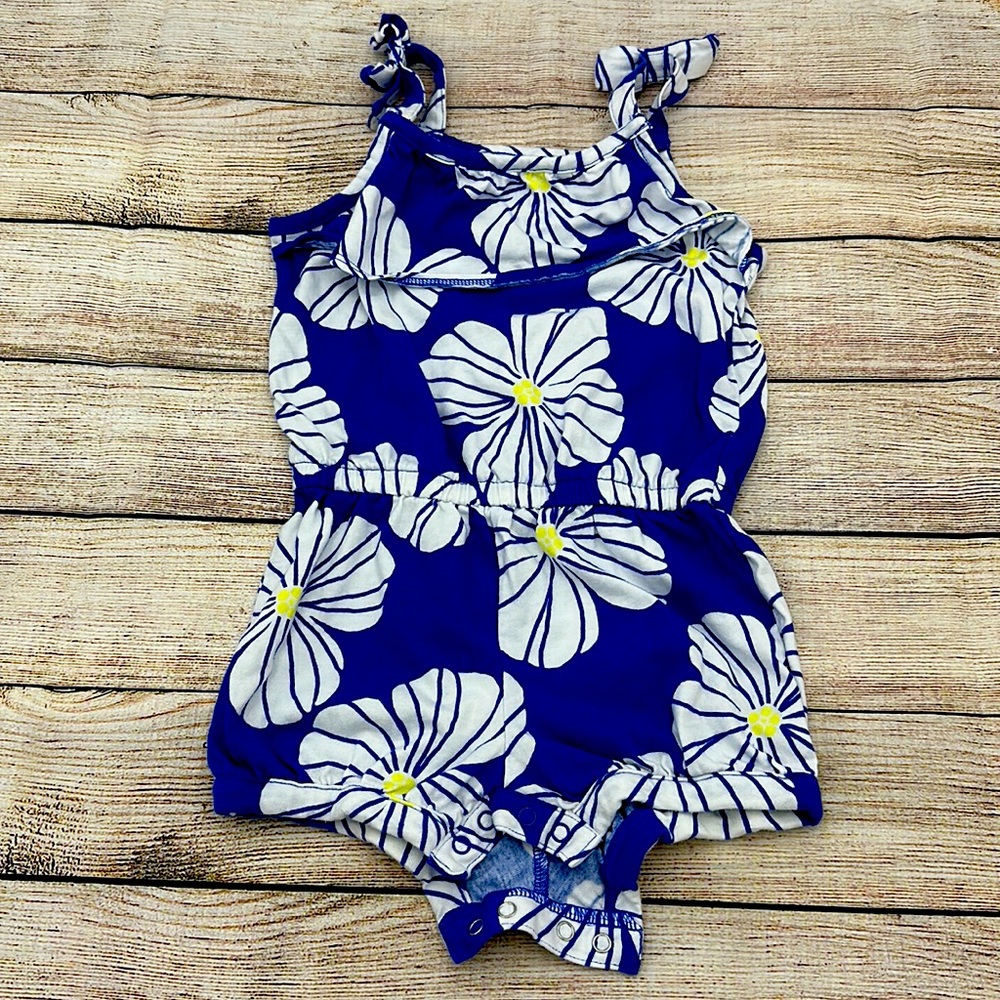 Gymboree Blue and White Floral Romper Sz 3T